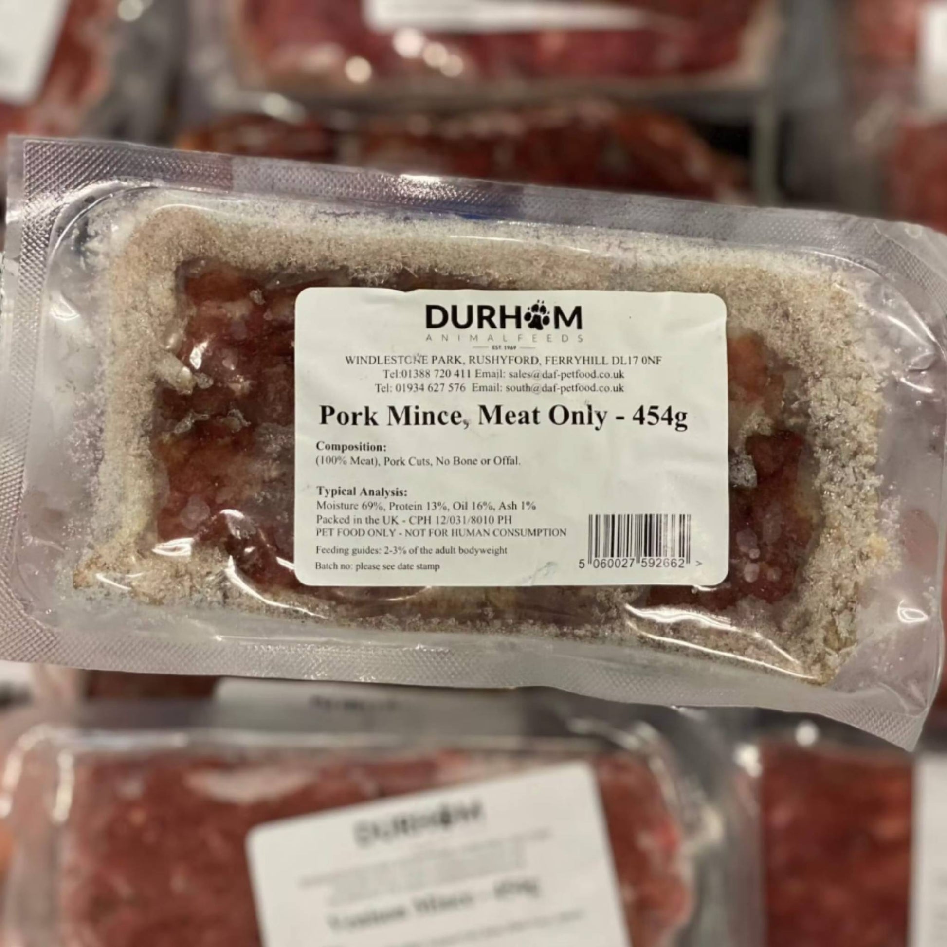 Durham Animal Feeds Pork Meat Only Mince Raw Dog Food