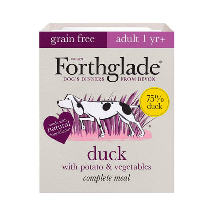Forthglade Duck with potato and veg. Grain Free. Complete adult dog food.