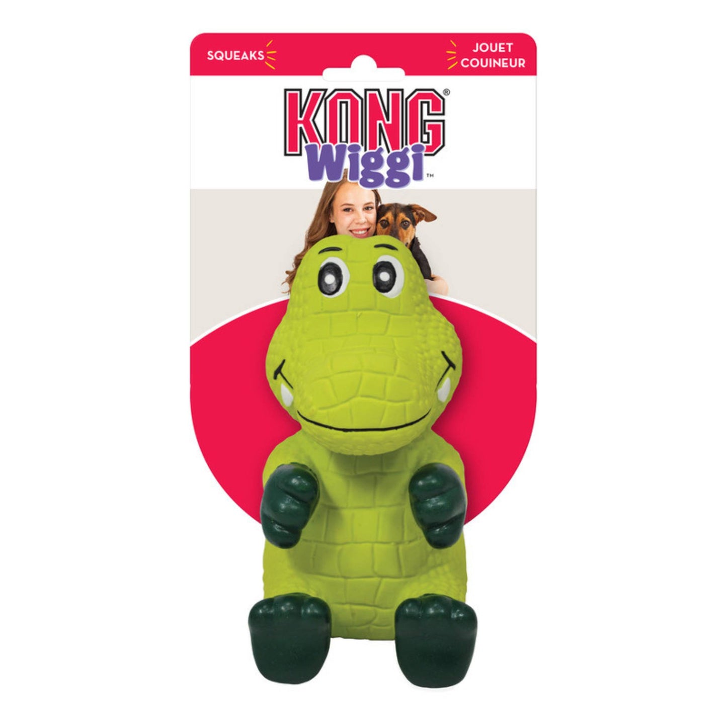 Kong Wiggi Alligator Dog Toy in packaging